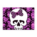 Pink Polka Dot Bow Skull Sticker A4 (100 pack)