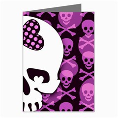 Pink Polka Dot Bow Skull Greeting Card from ArtsNow.com Left