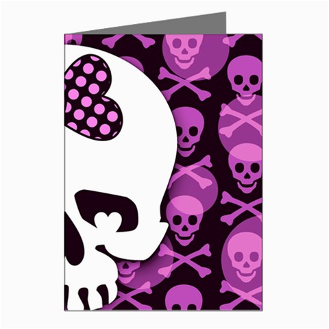 Pink Polka Dot Bow Skull Greeting Cards (Pkg of 8) from ArtsNow.com Left