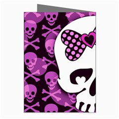 Pink Polka Dot Bow Skull Greeting Cards (Pkg of 8) from ArtsNow.com Right