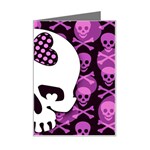 Pink Polka Dot Bow Skull Mini Greeting Card