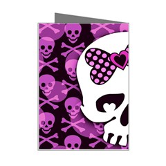 Pink Polka Dot Bow Skull Mini Greeting Card from ArtsNow.com Right