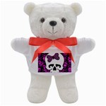 Pink Polka Dot Bow Skull Teddy Bear