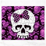 Pink Polka Dot Bow Skull Jigsaw Puzzle (Rectangular)