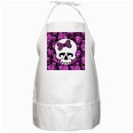 Pink Polka Dot Bow Skull BBQ Apron