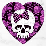 Pink Polka Dot Bow Skull Jigsaw Puzzle (Heart)