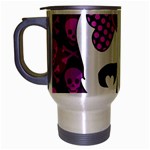 Pink Polka Dot Bow Skull Travel Mug (Silver Gray)