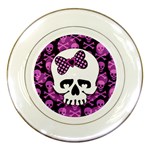 Pink Polka Dot Bow Skull Porcelain Plate