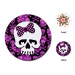 Pink Polka Dot Bow Skull Playing Cards Single Design (Round)