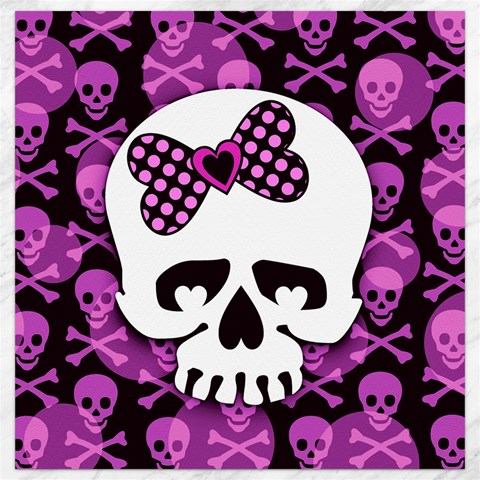 Pink Polka Dot Bow Skull Canvas 12  x 12  from ArtsNow.com 11.4 x11.56  Canvas - 1