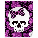 Pink Polka Dot Bow Skull Canvas 12  x 16 