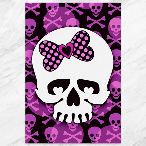 Pink Polka Dot Bow Skull Canvas 12  x 18  from ArtsNow.com 11.88 x17.36  Canvas - 1