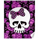 Pink Polka Dot Bow Skull Canvas 16  x 20 