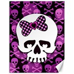 Pink Polka Dot Bow Skull Canvas 18  x 24 