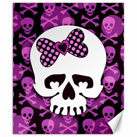 Pink Polka Dot Bow Skull Canvas 20  x 24  from ArtsNow.com 19.57 x23.15  Canvas - 1