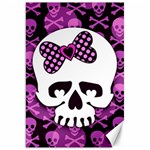 Pink Polka Dot Bow Skull Canvas 20  x 30 