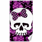 Pink Polka Dot Bow Skull Canvas 40  x 72 