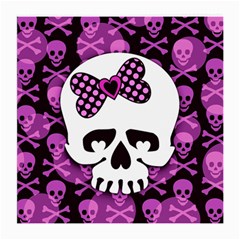 Pink Polka Dot Bow Skull Medium Glasses Cloth (2 Sides) from ArtsNow.com Front