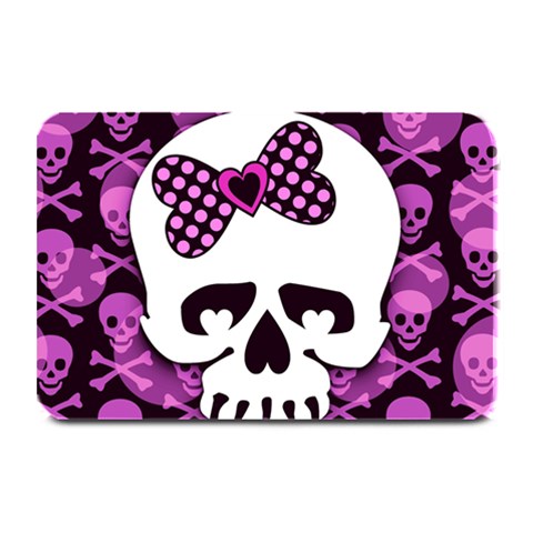 Pink Polka Dot Bow Skull Plate Mat from ArtsNow.com 18 x12  Plate Mat