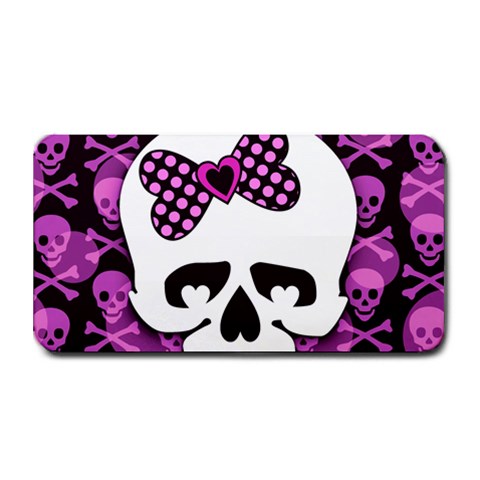 Pink Polka Dot Bow Skull Medium Bar Mat from ArtsNow.com 16 x8.5  Bar Mat