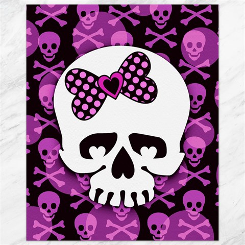 Pink Polka Dot Bow Skull Canvas 11  x 14  from ArtsNow.com 10.95 x13.48  Canvas - 1