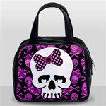 Pink Polka Dot Bow Skull Classic Handbag (Two Sides)