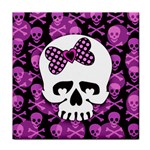 Pink Polka Dot Bow Skull Face Towel