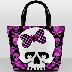 Pink Polka Dot Bow Skull Bucket Bag from ArtsNow.com Back