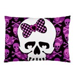 Pink Polka Dot Bow Skull Pillow Case