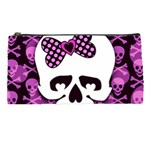 Pink Polka Dot Bow Skull Pencil Case