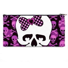 Pink Polka Dot Bow Skull Pencil Case from ArtsNow.com Back