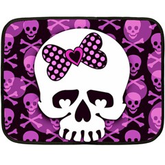 Pink Polka Dot Bow Skull Double Sided Fleece Blanket (Mini) from ArtsNow.com 35 x27  Blanket Front