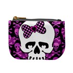 Pink Polka Dot Bow Skull Mini Coin Purse