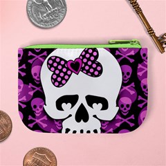 Pink Polka Dot Bow Skull Mini Coin Purse from ArtsNow.com Back