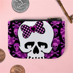 Pink Polka Dot Bow Skull Mini Coin Purse from ArtsNow.com Back