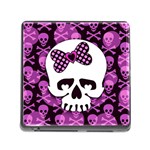 Pink Polka Dot Bow Skull Memory Card Reader (Square 5 Slot)