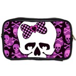 Pink Polka Dot Bow Skull Toiletries Bag (One Side)