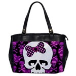 Pink Polka Dot Bow Skull Oversize Office Handbag