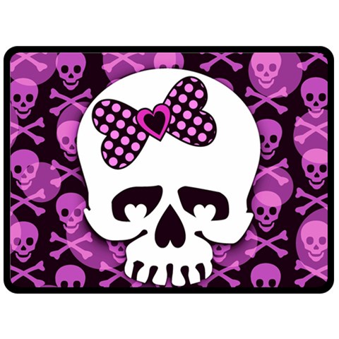 Pink Polka Dot Bow Skull Fleece Blanket (Large) from ArtsNow.com 80 x60  Blanket Front