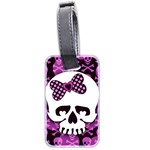 Pink Polka Dot Bow Skull Luggage Tag (two sides)