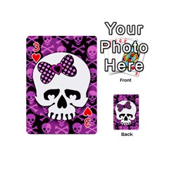 Pink Polka Dot Bow Skull Playing Cards 54 Designs (Mini) from ArtsNow.com Front - Heart3