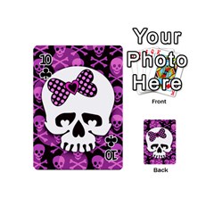 Pink Polka Dot Bow Skull Playing Cards 54 Designs (Mini) from ArtsNow.com Front - Club10