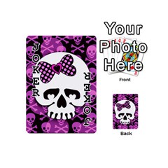 Pink Polka Dot Bow Skull Playing Cards 54 Designs (Mini) from ArtsNow.com Front - Joker1