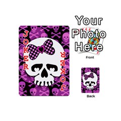 Pink Polka Dot Bow Skull Playing Cards 54 Designs (Mini) from ArtsNow.com Front - Joker2