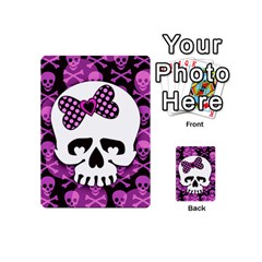 Pink Polka Dot Bow Skull Playing Cards 54 Designs (Mini) from ArtsNow.com Back