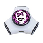 Pink Polka Dot Bow Skull 3-Port USB Hub