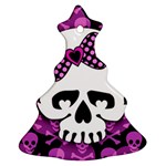 Pink Polka Dot Bow Skull Christmas Tree Ornament (Two Sides) from ArtsNow.com Back