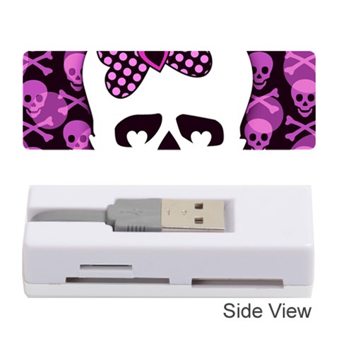 Pink Polka Dot Bow Skull Memory Card Reader (Stick) from ArtsNow.com Front