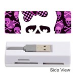 Pink Polka Dot Bow Skull Memory Card Reader (Stick)