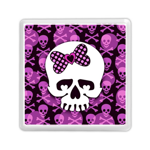 Pink Polka Dot Bow Skull Memory Card Reader (Square) from ArtsNow.com Front
